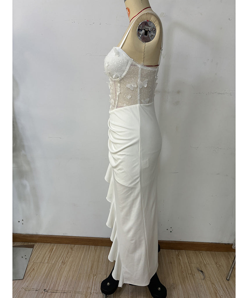 Charming Butterfly Patchwork Ruffled Party Slip Dress