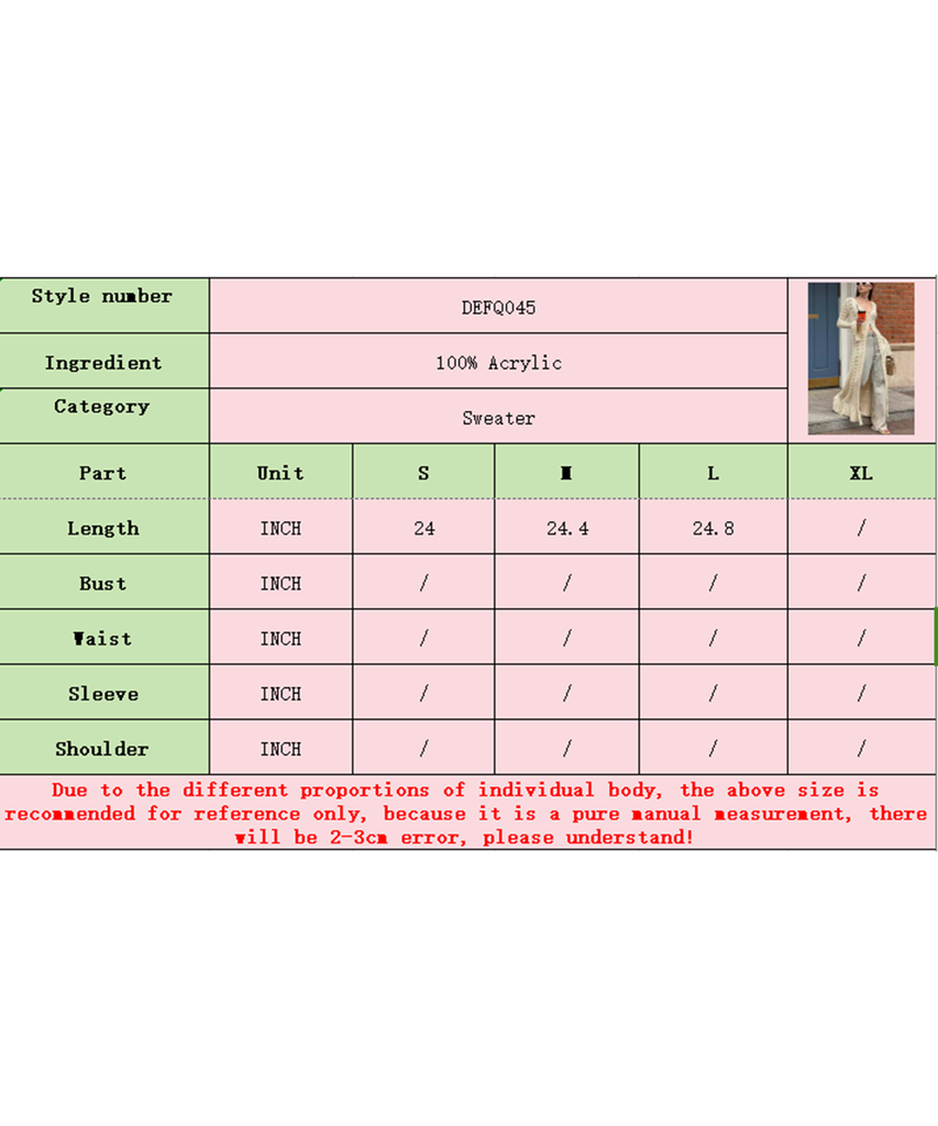 Elegant Acrylic Wool Cardigan with Flared Hollow Sleeves