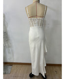 Charming Butterfly Patchwork Ruffled Party Slip Dress