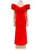Sexy Lotus Sleeve Bag Backless Dress for Stunning Elegance
