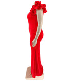 Sexy Lotus Sleeve Bag Backless Dress for Stunning Elegance