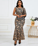 Slim Sexy Banquet Dress One-Shoulder Gold Long Skirt Charm