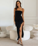 Sexy Halter Split Wooden Ear Edge Dress for Bold Style