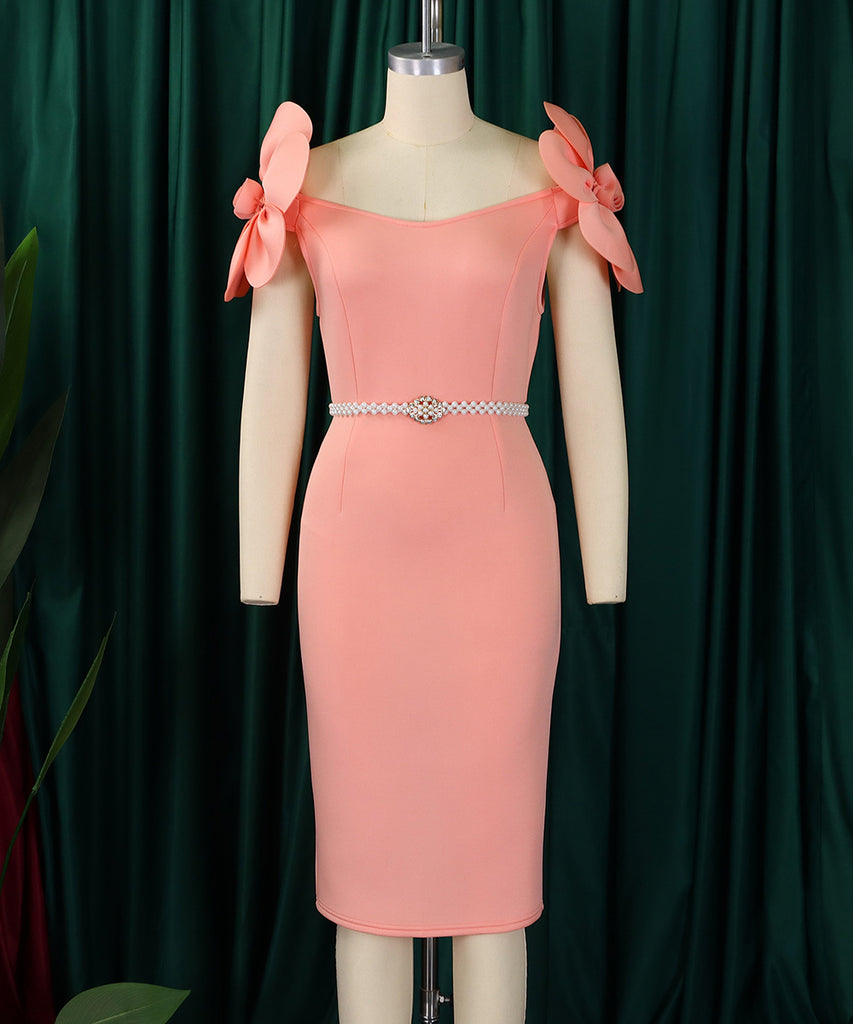 Three-Dimensional Flower Elegant Banquet Dress Cover Gown