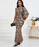 Slim Sexy Banquet Dress One-Shoulder Gold Long Skirt Charm