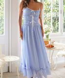Lace Patchwork High-Waisted Halter Dress for Chic Elegance