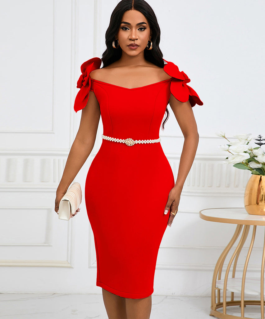 Three-Dimensional Flower Elegant Banquet Dress Cover Gown