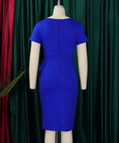 Chic Short Sleeved Solid Color Dress With Hip Ruffles Magic