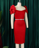 Three-Dimensional Flower Elegant Banquet Dress Cover Gown