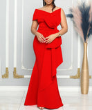 Sexy Slim-Fit Evening Dress With Top And Sloping Neckline