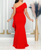 Sexy Slim-Fit Evening Dress With Top And Sloping Neckline