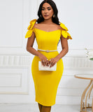Three-Dimensional Flower Elegant Banquet Dress Cover Gown