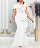 Sexy Slim-Fit Evening Dress With Top And Sloping Neckline
