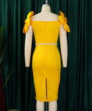 Three-Dimensional Flower Elegant Banquet Dress Cover Gown