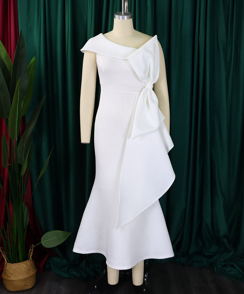 Sexy Slim-Fit Evening Dress With Top And Sloping Neckline