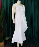 Sexy Slim-Fit Evening Dress With Top And Sloping Neckline