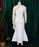 Sexy Slim-Fit Evening Dress With Top And Sloping Neckline