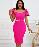 Three-Dimensional Flower Elegant Banquet Dress Cover Gown