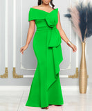 Sexy Slim-Fit Evening Dress With Top And Sloping Neckline