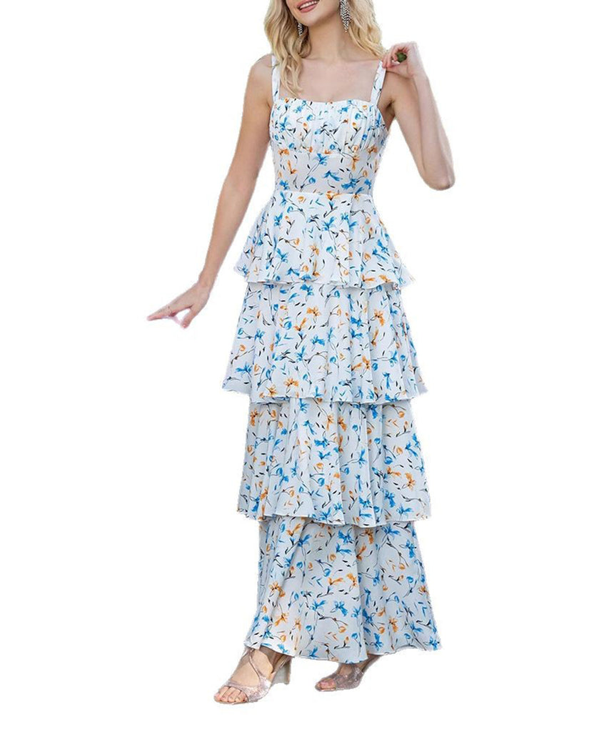 Floral Chiffon Sexy Halter Dress for Fairy Tale Moments