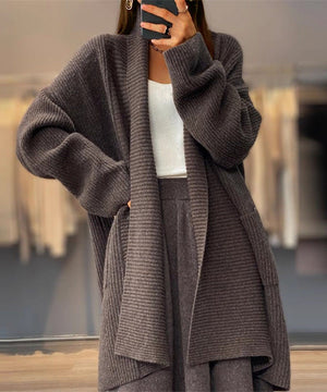 Cozy Solid Color Knit Cardigan with Pockets