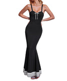 Sleek Sexy Spice Dress with Bow Halter Slim Wrap Hip Skirt