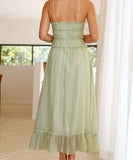 Lace Patchwork High-Waisted Halter Dress for Chic Elegance