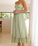 Lace Patchwork High-Waisted Halter Dress for Chic Elegance