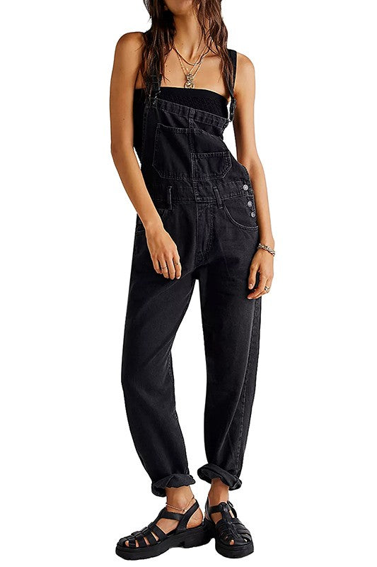 CASUAL BAGGY DENIM SUSPENDERS