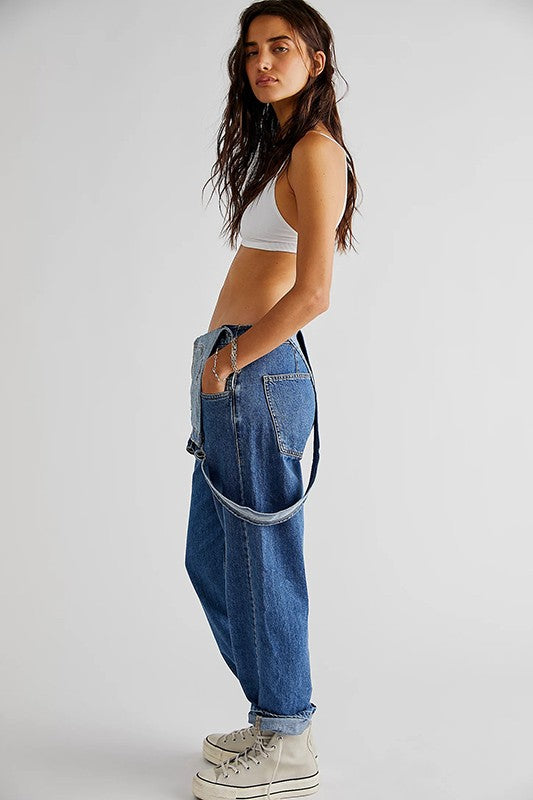 CASUAL BAGGY DENIM SUSPENDERS