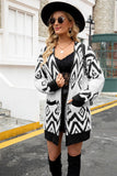 Chic V-Neck Long Sleeve Sweaters with Pockets and Unique Prints