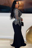 Chic Diamond-Embellished V-Neck Bodycon Wrap Dress