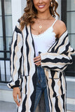 Chic Patchwork Knit Cardigan with Pockets
