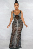 Sultry Halter Neck Sheer Gauze Long Dress with Wrap Detail