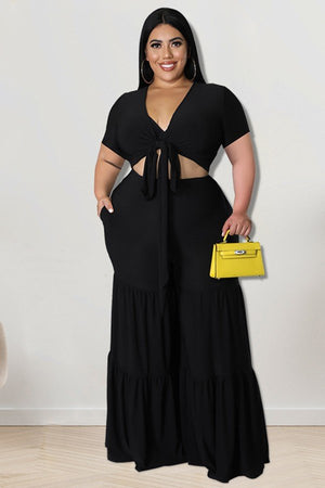 Chic Plus Size Women's Summer Wide Leg Pants Set