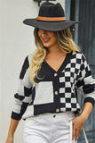 Patchwork Plaid Knit Coat for Women