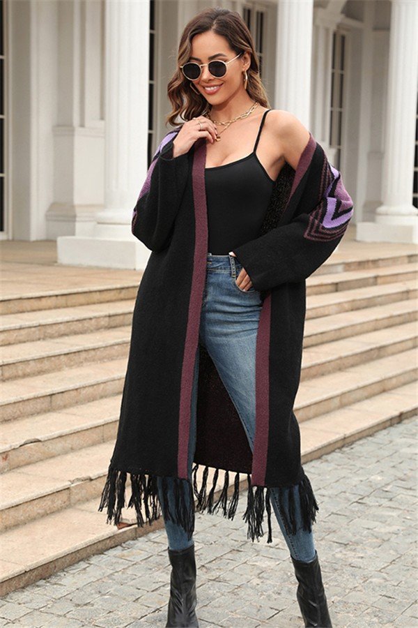 Fringe Knit Elegance Cardigan Coat for Women