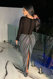 Sizzling Sheer Wrap Dress with Back Split and Buttock Enhancements