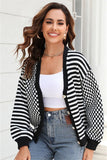 Plaid Patchwork Striped Cardigan Sweater Coat