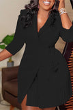 Sophisticated Pleated Dress with Tailored Collar and Adjustable Waist Strap
