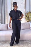 Chic Short Cardigan and Tailored Straight Leg Pants: Stylish Two-Piece Ensemble