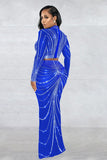 Elegant Sheer Long Sleeve Two-Piece Dress Set in Luxurious Gauze