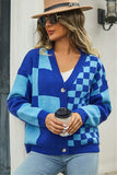 Patchwork Plaid Knit Coat for Women
