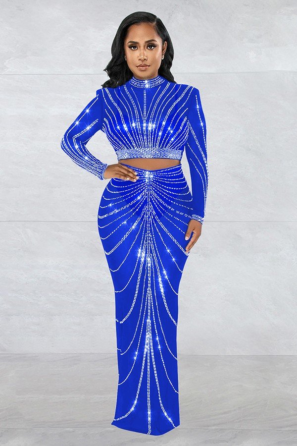 Elegant Sheer Long Sleeve Two-Piece Dress Set in Luxurious Gauze