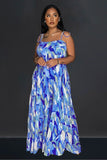 Vibrant Print Wide-Leg Halter Dress for Effortless Elegance