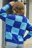Patchwork Plaid Knit Coat for Women