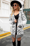 Chic V-Neck Long Sleeve Sweaters with Pockets and Unique Prints