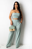 STRAPLESS PLEATED TWO-PIECE PANTSUIT WITH SEXY SILHOUETTE
