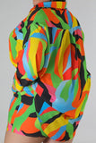 Tropical Print Plus Size Shirt and Shorts Set