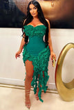 Strapless Peplum Evening Gown